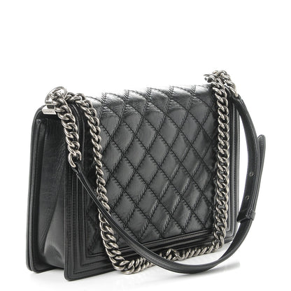 Chanel Calfskin Embossed Stitch Large Boy Flap Black 4 of 10