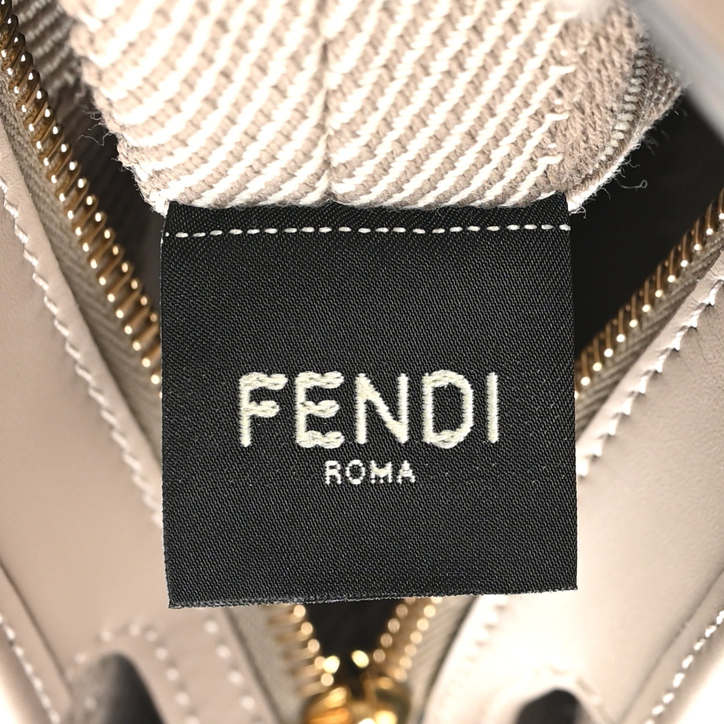 Denim Jacquard FF Effect Vitello Grace Mini Roll Tote Dove White Dove