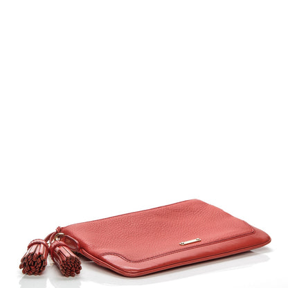 Burberry Signature Grain Calfskin Tassel Peyton Crossbody Clutch Bag Cadmium Red 5 of 10