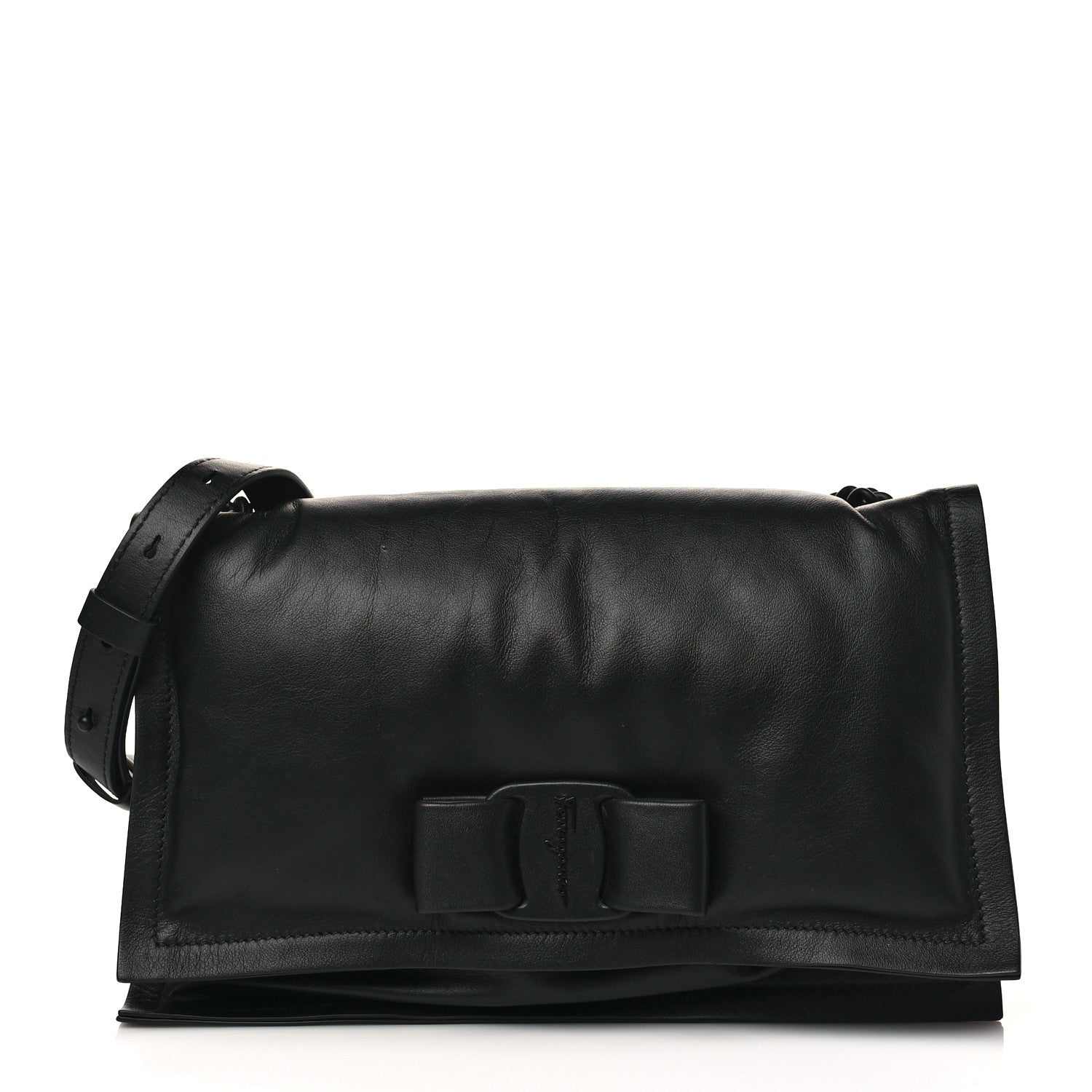Salvatore Ferragamo Calfskin Small Viva Bow Shoulder Bag Black 1 of 11