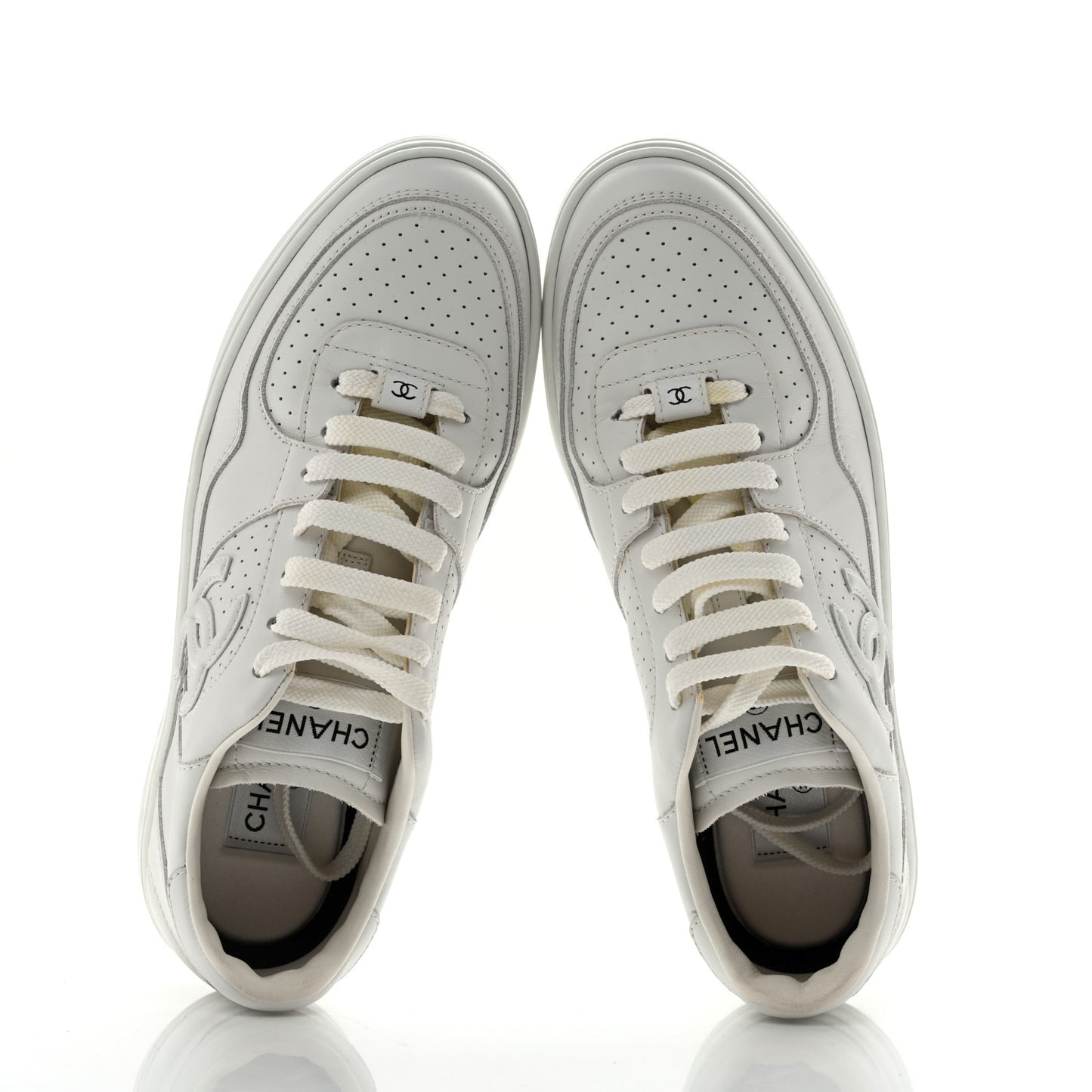 Calfskin CC Womens Sneakers 39.5 White