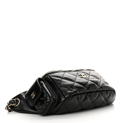 Chanel Shiny Aged Calfskin Quilted Utility Waist Belt Bag Black 4 of 11