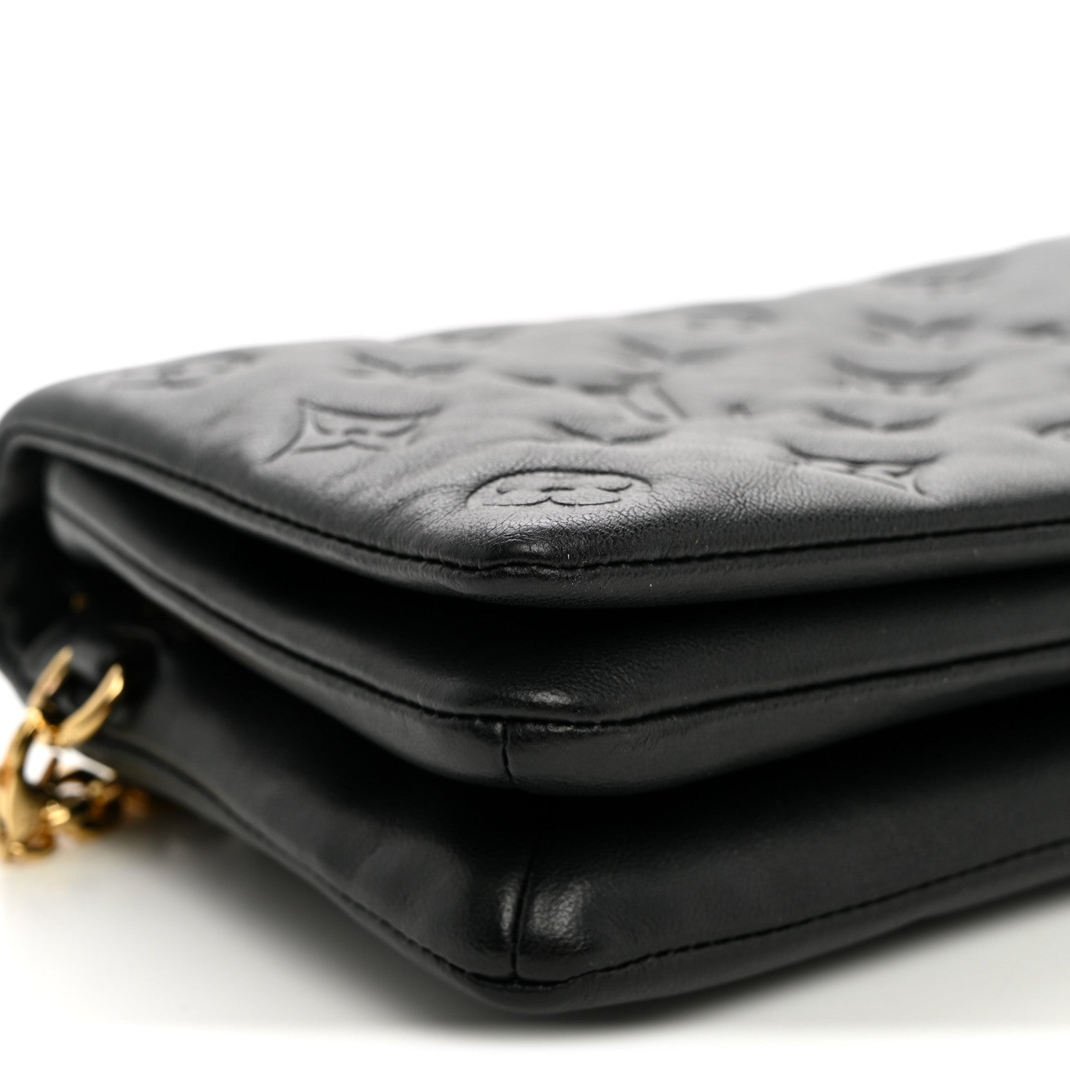 Louis Vuitton Lambskin Embossed Monogram Pochette Coussin Black 8 of 9