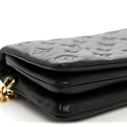Louis Vuitton Lambskin Embossed Monogram Pochette Coussin Black 8 of 9