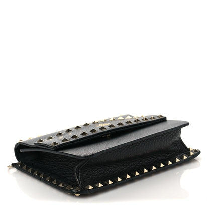 Valentino Garavani Pebbled Calfskin Rockstud Side Slip Crossbody Black 4 of 6