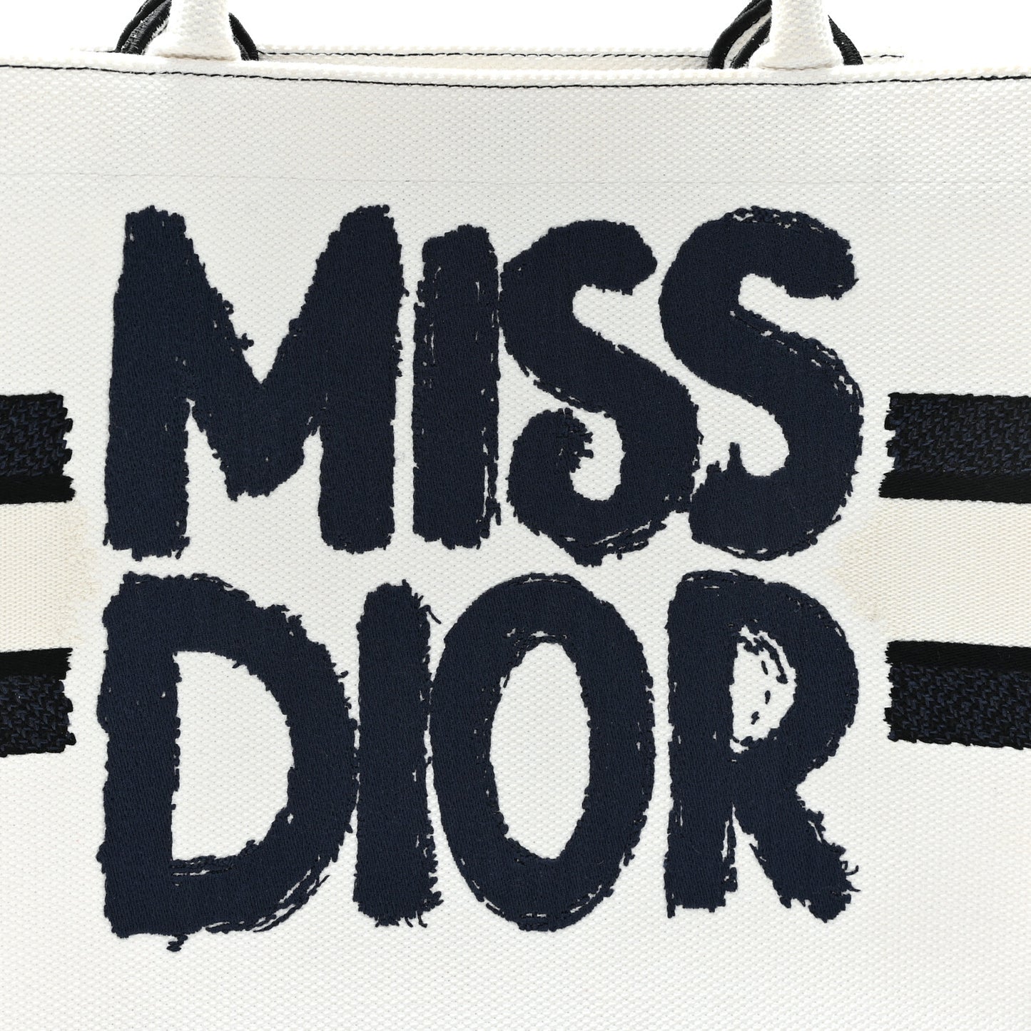 Canvas Embroidered Medium Miss Dior Graffiti Book Tote Navy White