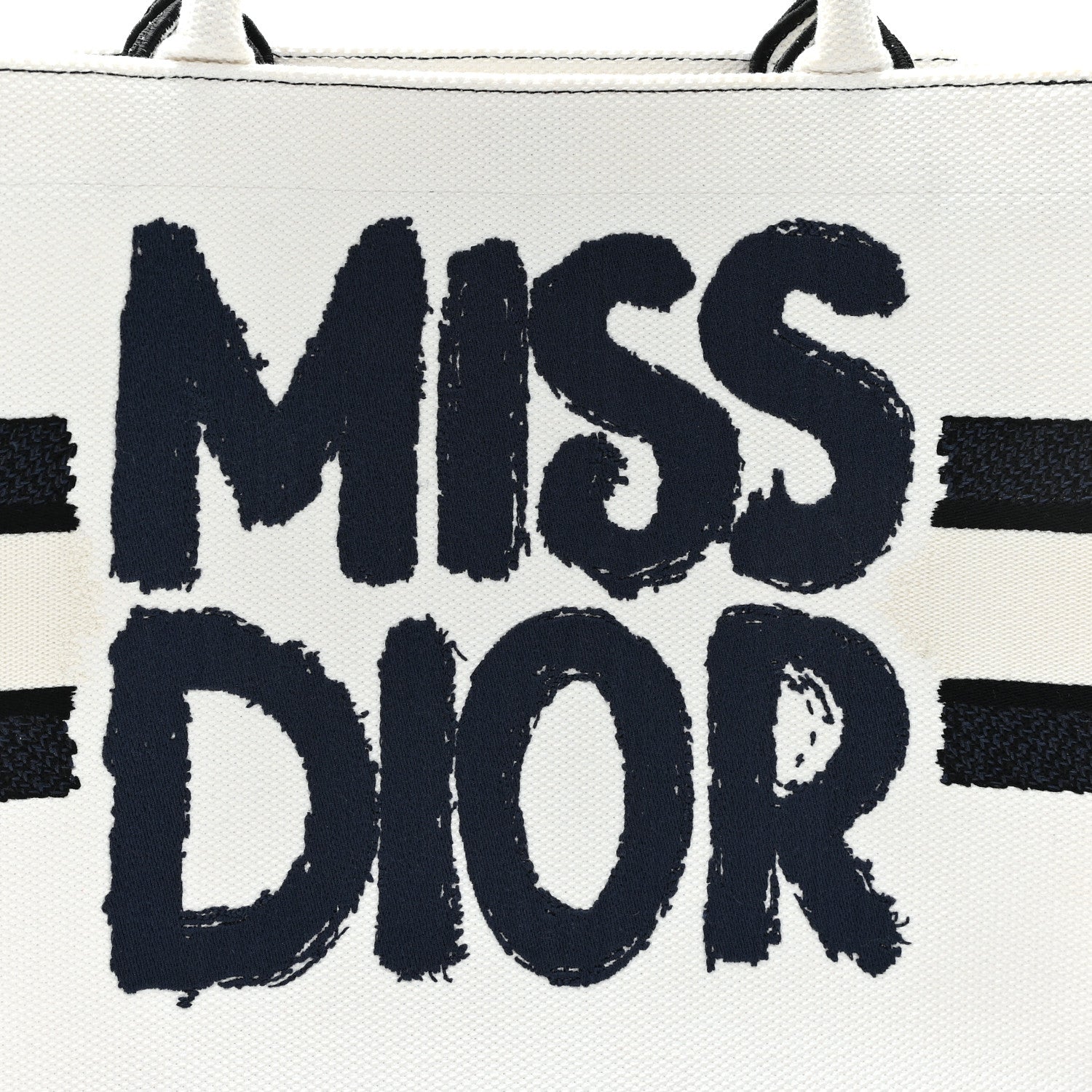 Christian Dior Canvas Embroidered Medium Miss Dior Graffiti Book Tote Navy White 8 of 11