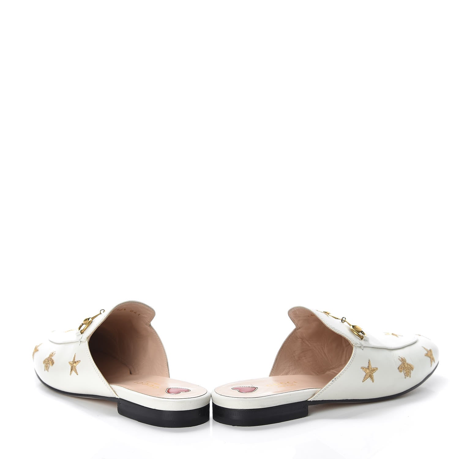 Gucci Goatskin Bee Star Embroidered Womens Princetown Slippers 38.5 Mystic White 6 of 19