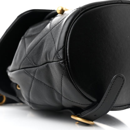 Chanel Lambskin Quilted Logo Mini Backpack Black 9 of 10