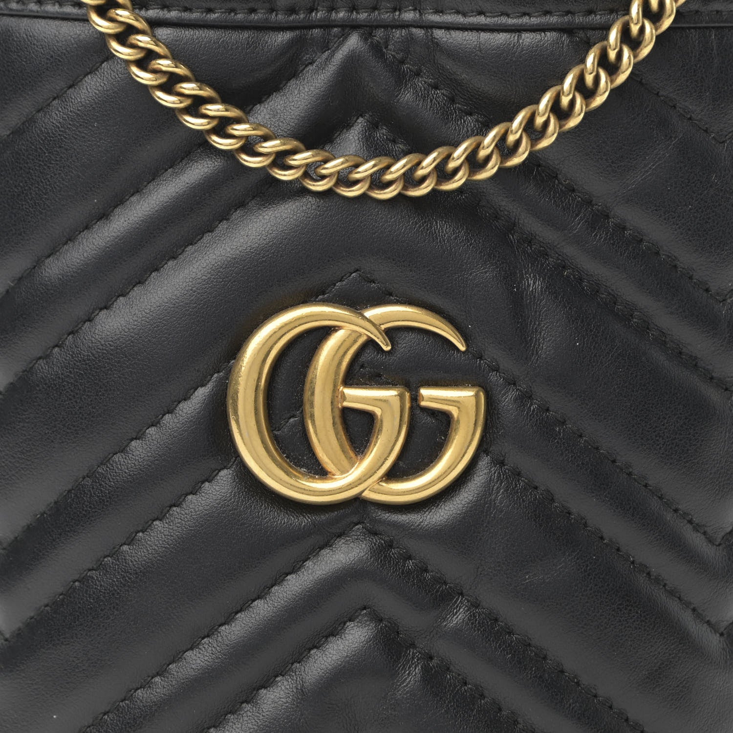 Gucci Calfskin Matelasse Mini GG Marmont 2.0 Bucket Bag Black 8 of 10