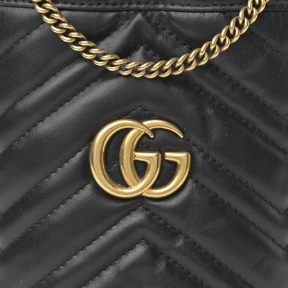 Gucci Calfskin Matelasse Mini GG Marmont 2.0 Bucket Bag Black 8 of 10