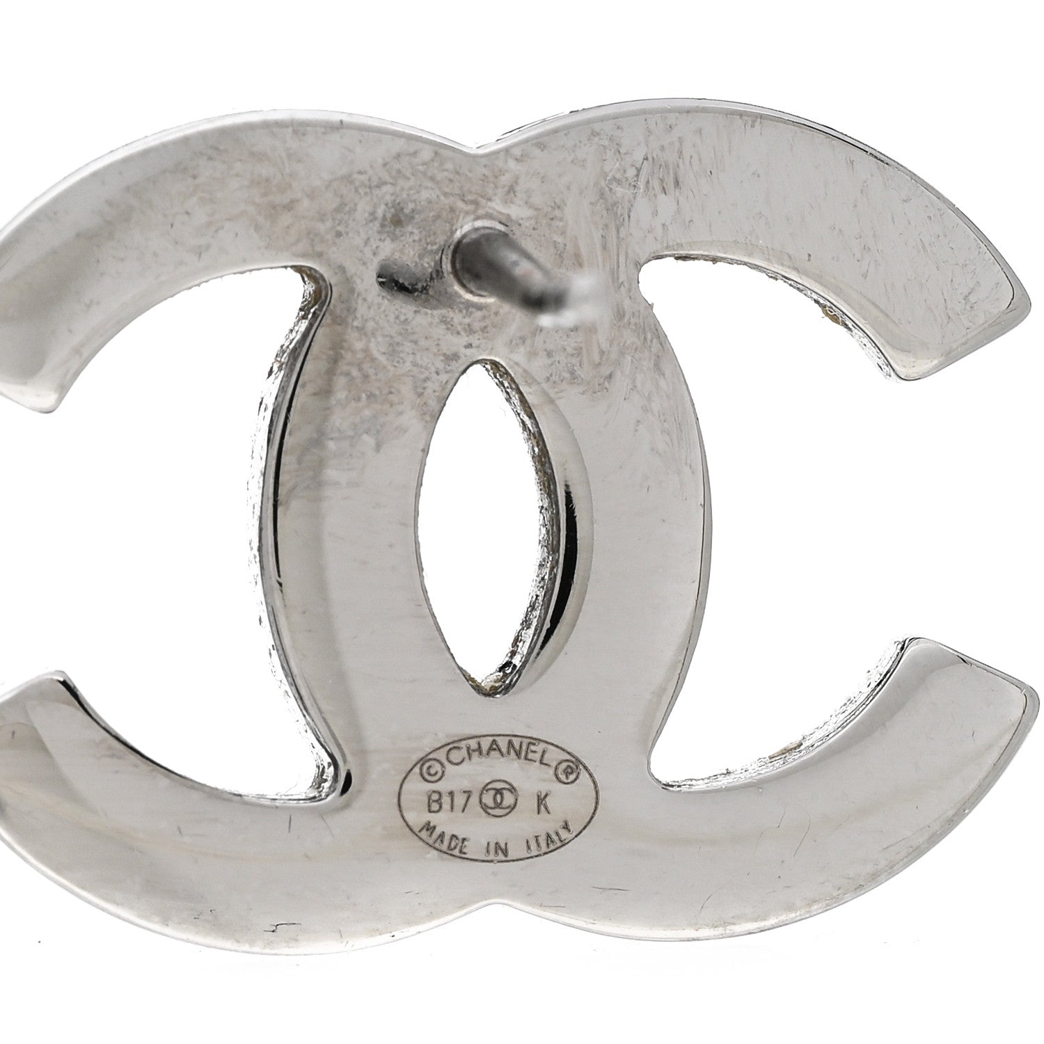 Chanel Iridescent Crystal CC Earrings Silver Multicolor 4 of 5