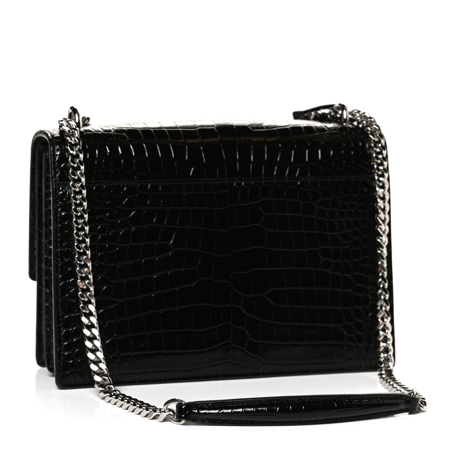 Calfskin Crocodile Embossed Medium Monogram Sunset Black