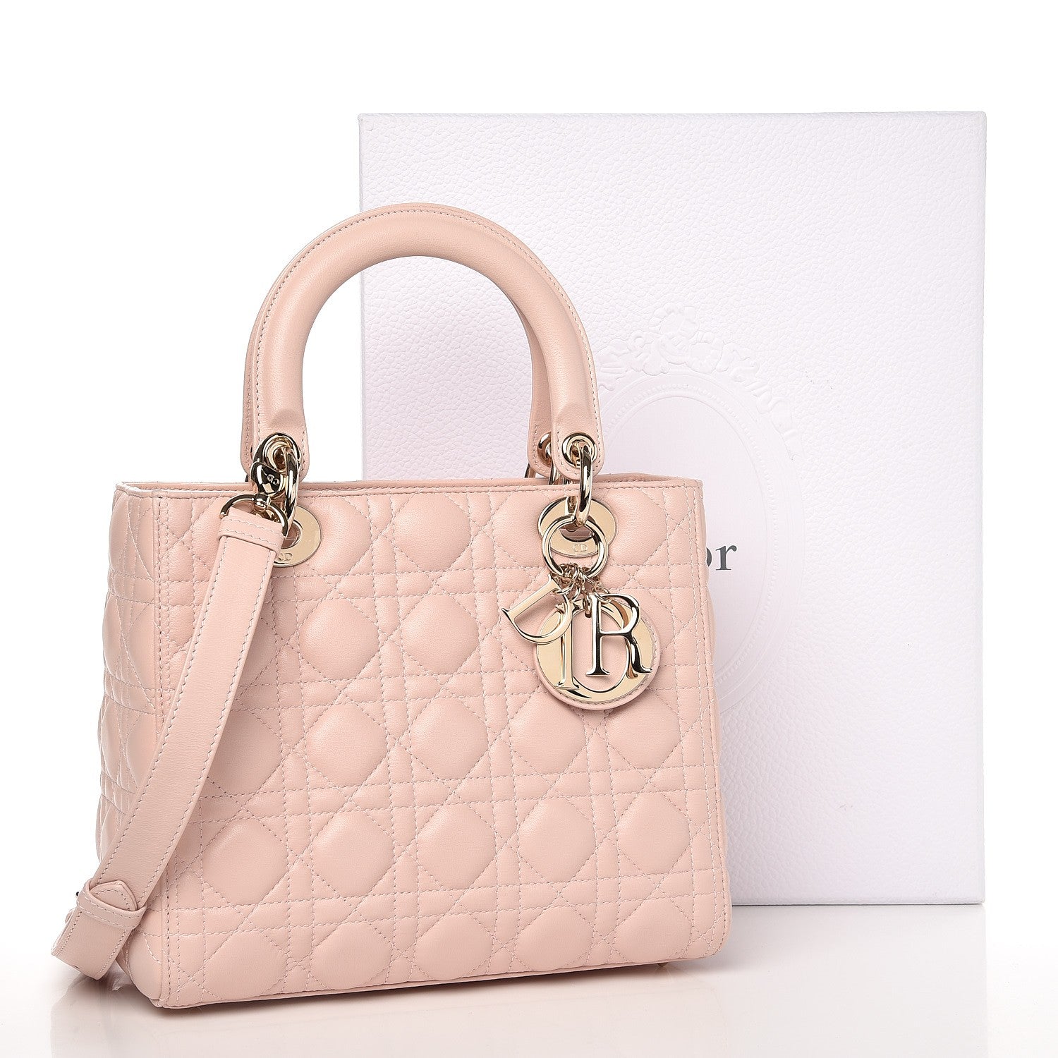 Christian Dior Lambskin Cannage Medium Lady Dior Light Pink 8 of 8