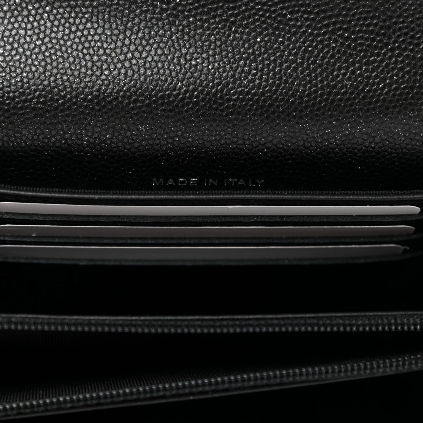 Iridescent Caviar Quilted Medium Flap Wallet Black