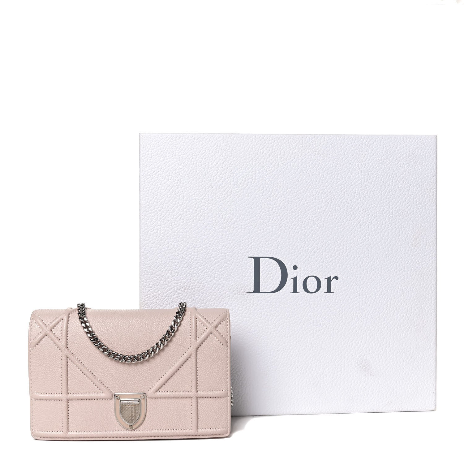 Christian Dior Grained Calfskin Diorama Wallet on Chain Pouch Rose Poudre 13 of 13