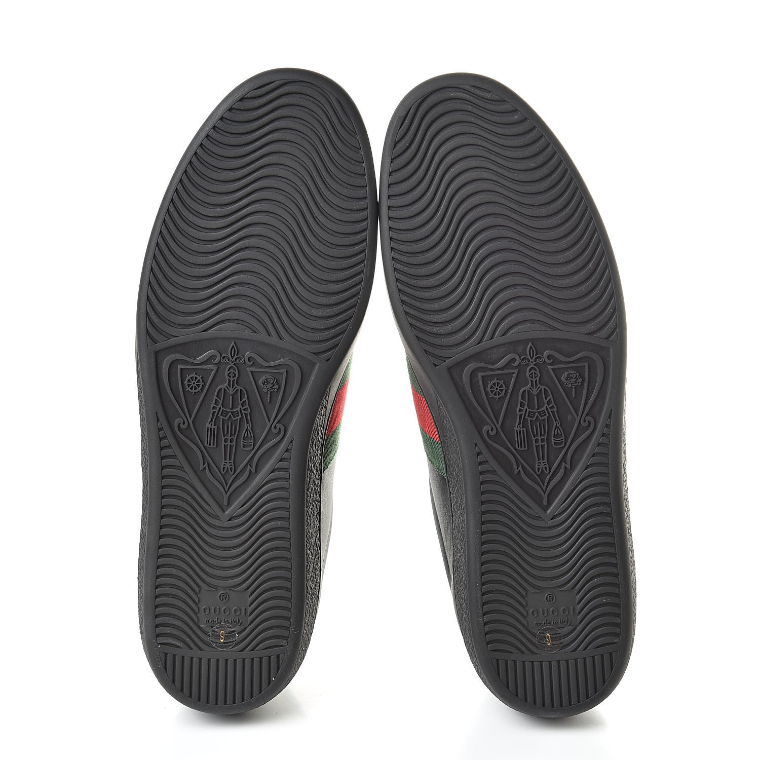 Gucci Calfskin Web GG Apple Embroidered Mens Ace Sneakers 9 Black 6 of 10