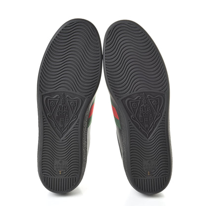 Gucci Calfskin Web GG Apple Embroidered Mens Ace Sneakers 9 Black 6 of 10