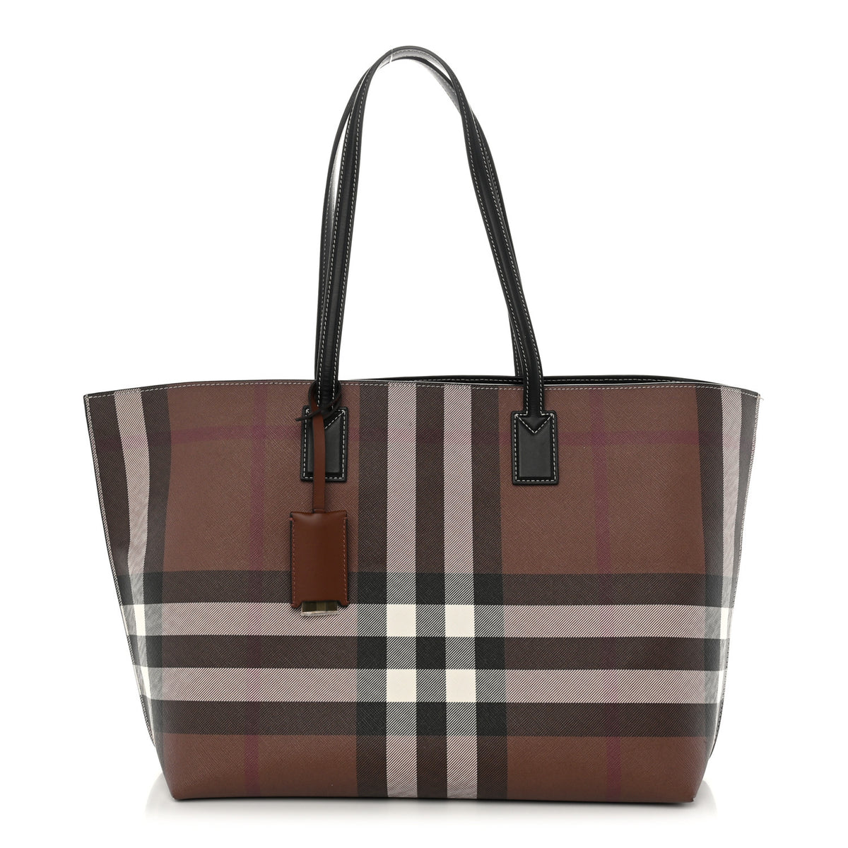 Burberry E-Canvas Check Medium Soft TB Tote Dark Birch Brown 1 of 11