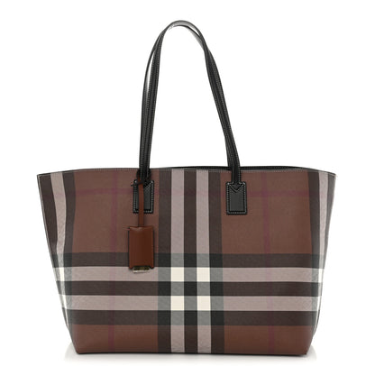 Burberry E-Canvas Check Medium Soft TB Tote Dark Birch Brown 1 of 11
