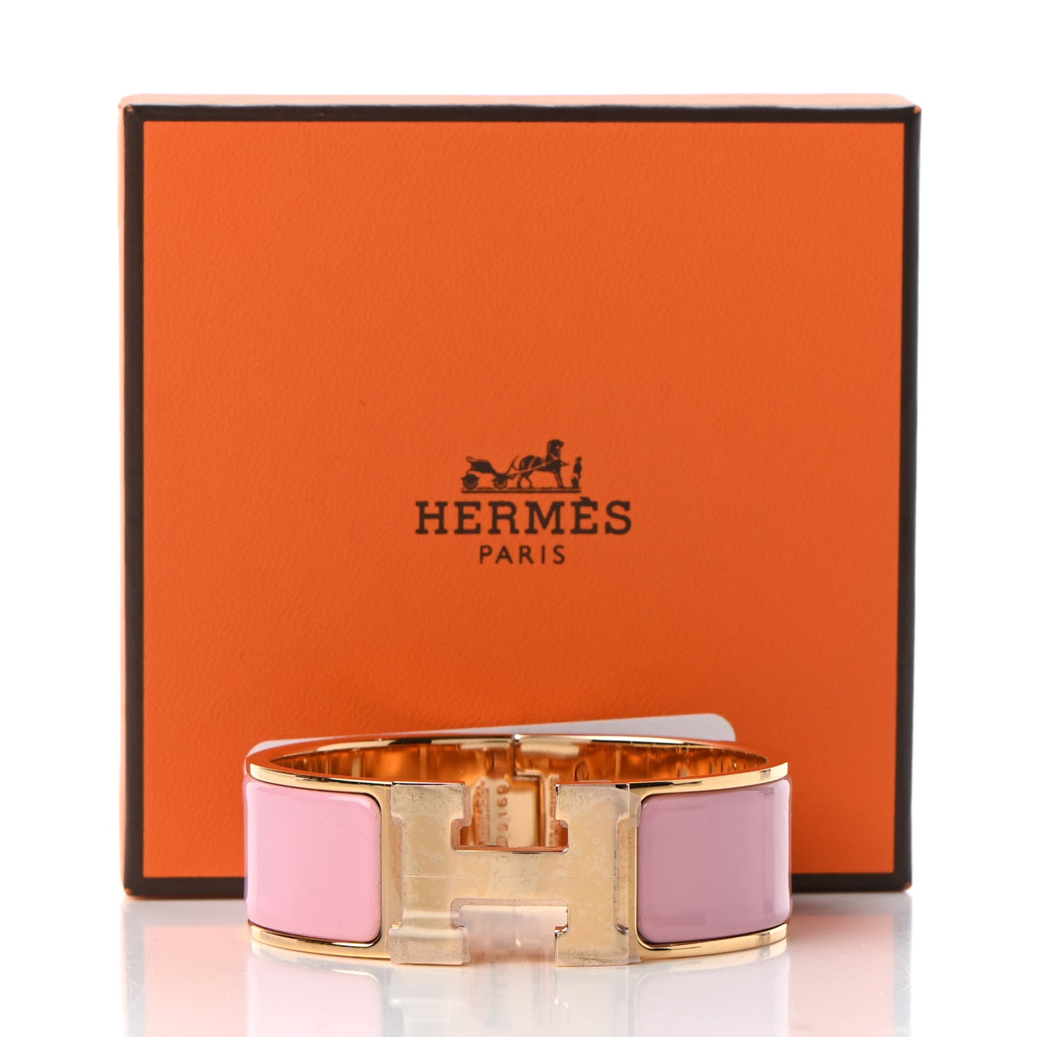 Hermes Enamel Wide Clic Clac H Bracelet PM Rose Nacarat 6 of 6