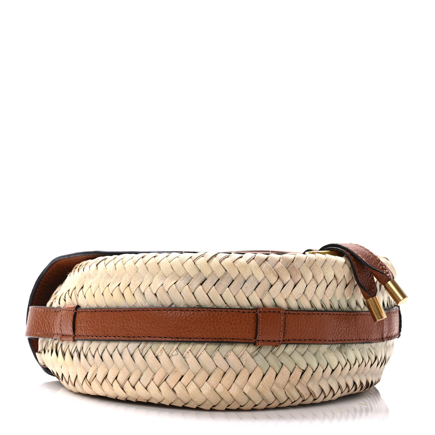 Chloe Raffia Small Grain Calfskin Small Marcie Basket Crossbody Tan 5 of 10