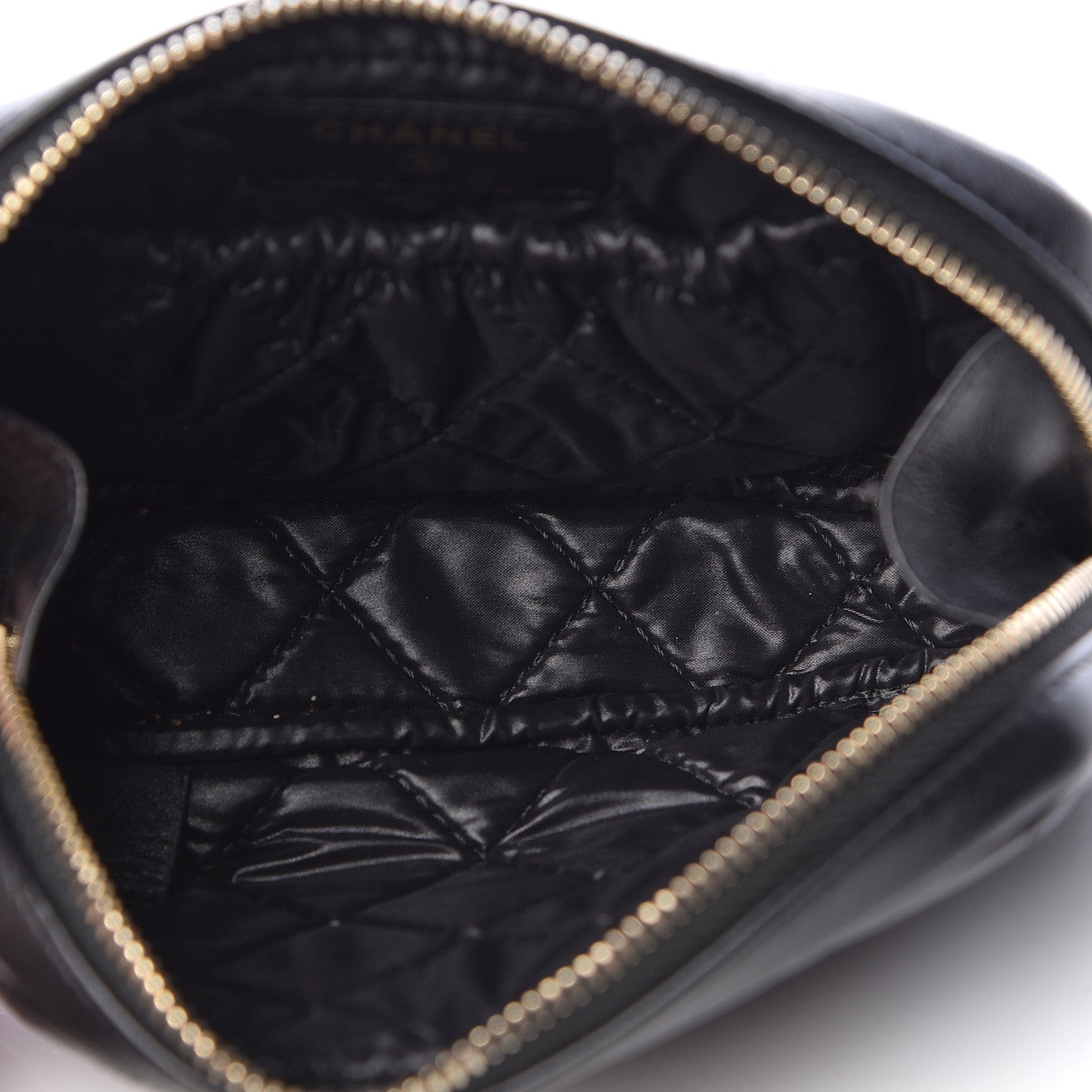 Chanel Lambskin Quilted Small Curvy Pouch Cosmetic Case Black 5 of 8