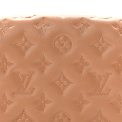 Louis Vuitton Lambskin Embossed Monogram Pochette Coussin Camel 7 of 9