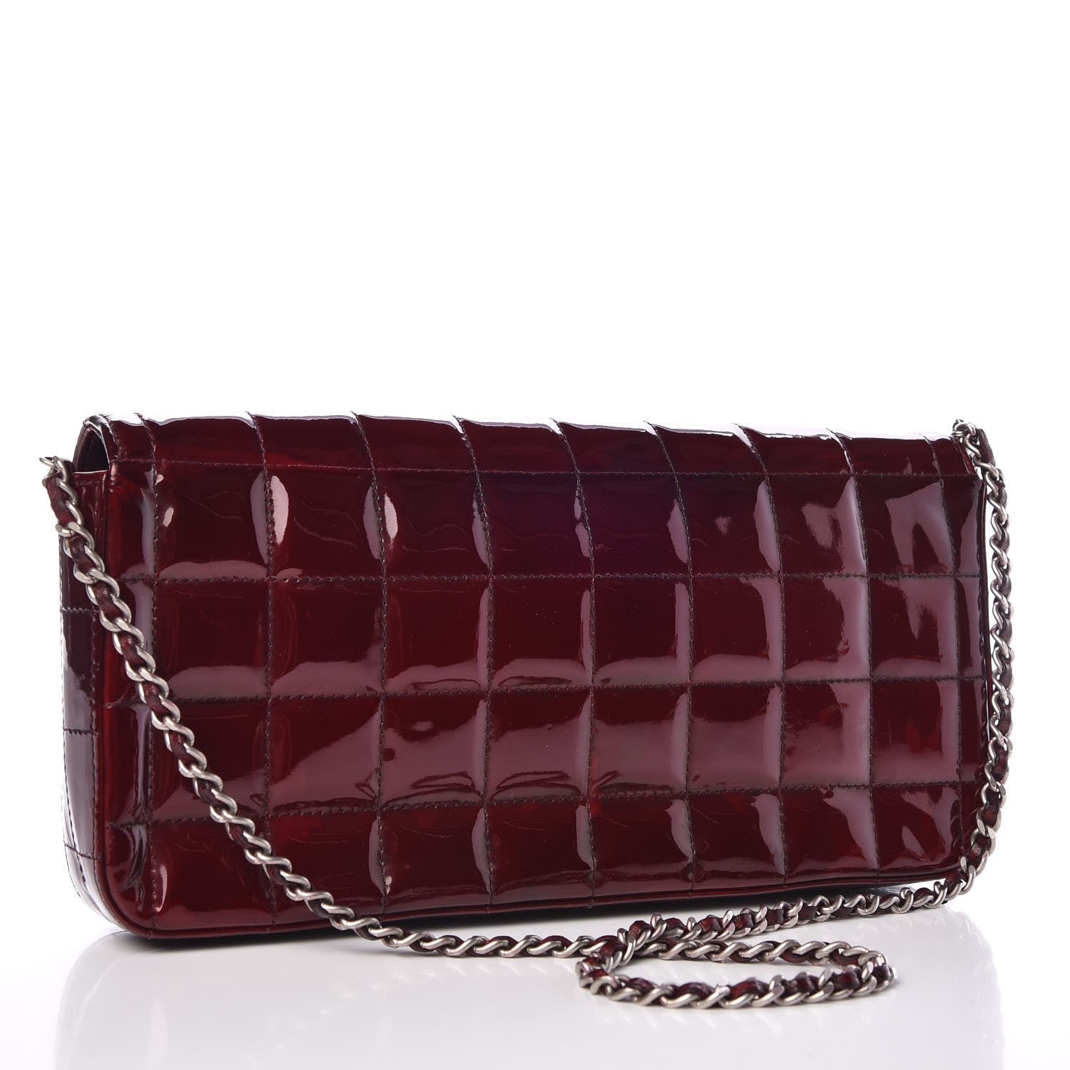 Chanel Patent East West Chocolate Bar Flap Burgundy 3 of 8
