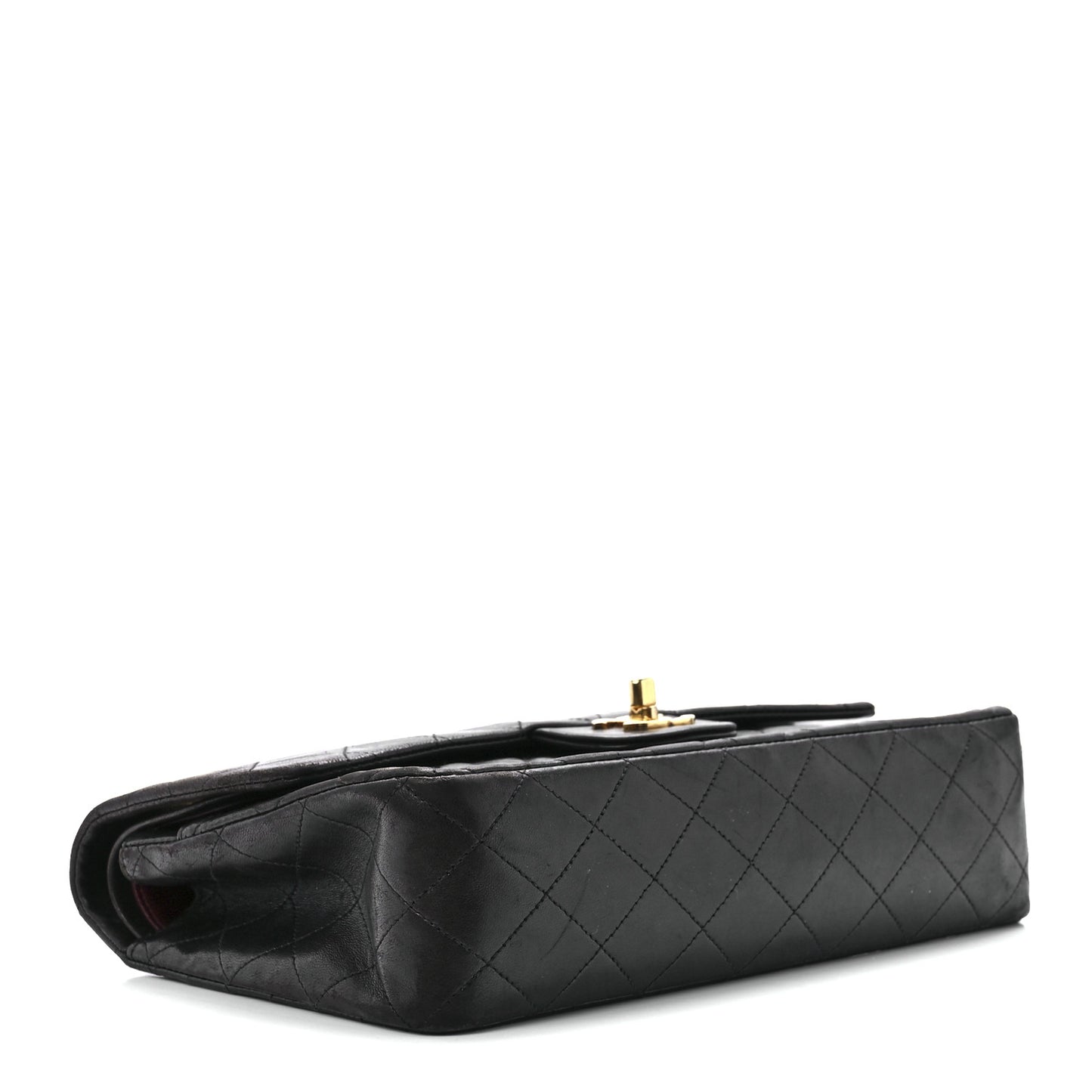 Lambskin Quilted Medium Double Flap Black