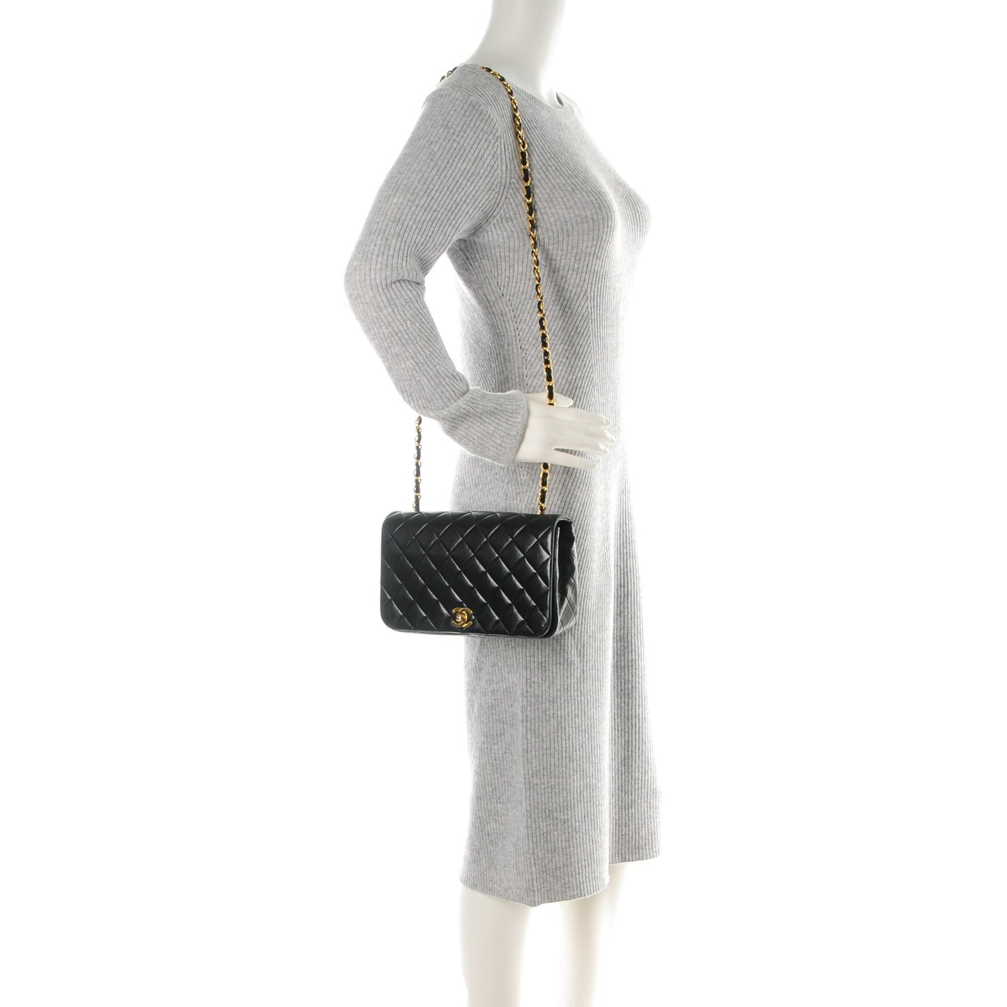 Lambskin Quilted Small Single Flap Black