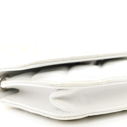 Chanel Calfskin Quilted Maxi Pearls Card Holder Flap With Chain White 10 of 11