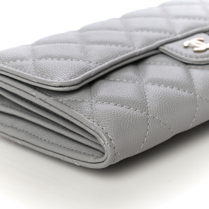 Chanel Caviar Quilted Large Flap Wallet Grey 10 of 12