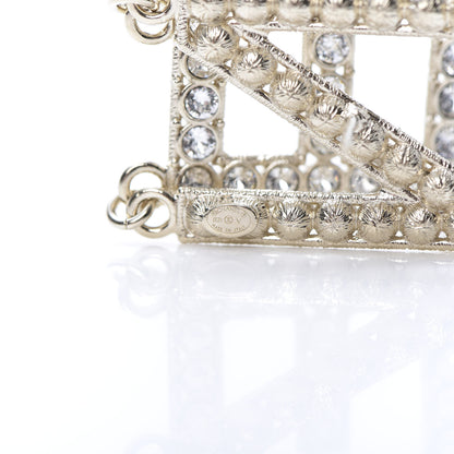 Chanel Crystal Cha-Nel Logo Drop Earrings Gold 4 of 5