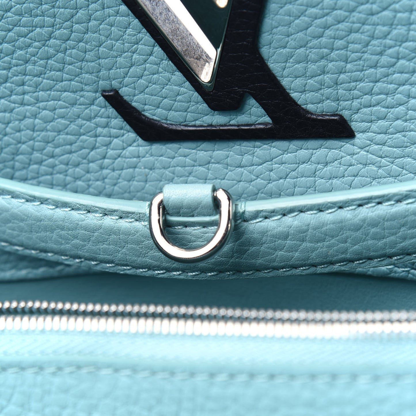 Taurillon Capucines MM Black Turquoise