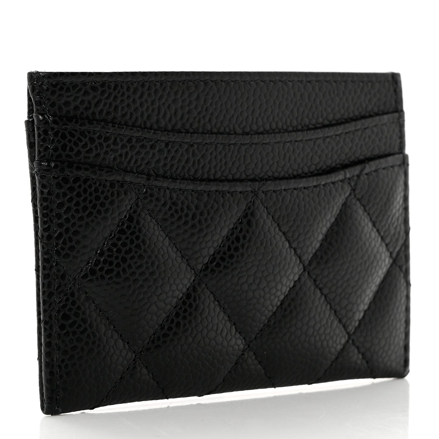 Caviar Quilted Card Holder Black