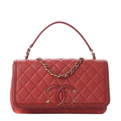Chanel Caviar Quilted Medium CC Filigree Flap Red 1 of 9