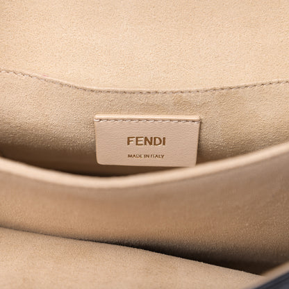 Fendi Vitello Liberty Bi-Color FF 1974 Embossed Kan I Shoulder Bag Black Maya 5 of 9