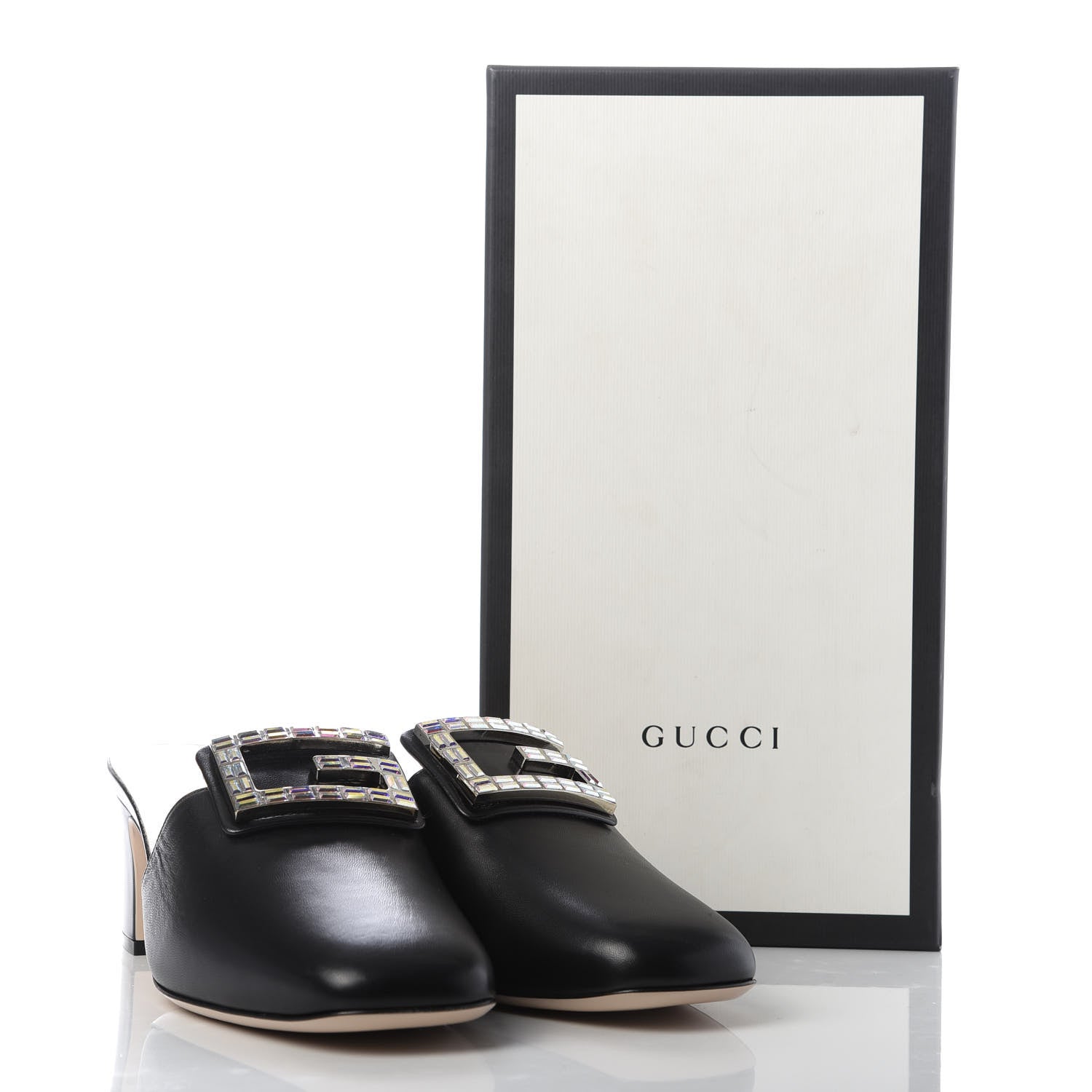 Gucci Malaga Kid Crystal Square G Madelyn Mules 41.5 Black 10 of 10