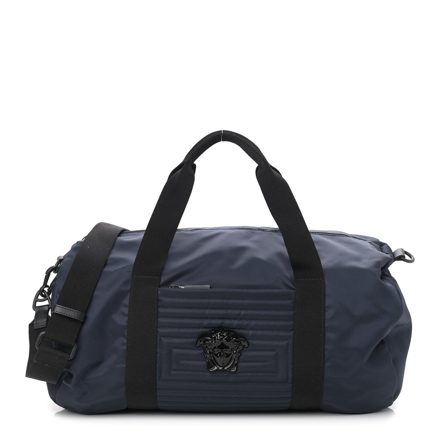 Canvas Nylon Quilted Palazzo Duffle Bag Navy Black
