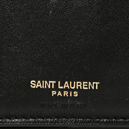 Saint Laurent Lambskin Matelasse Monogram Vicky Tri-Fold Wallet Black 6 of 8