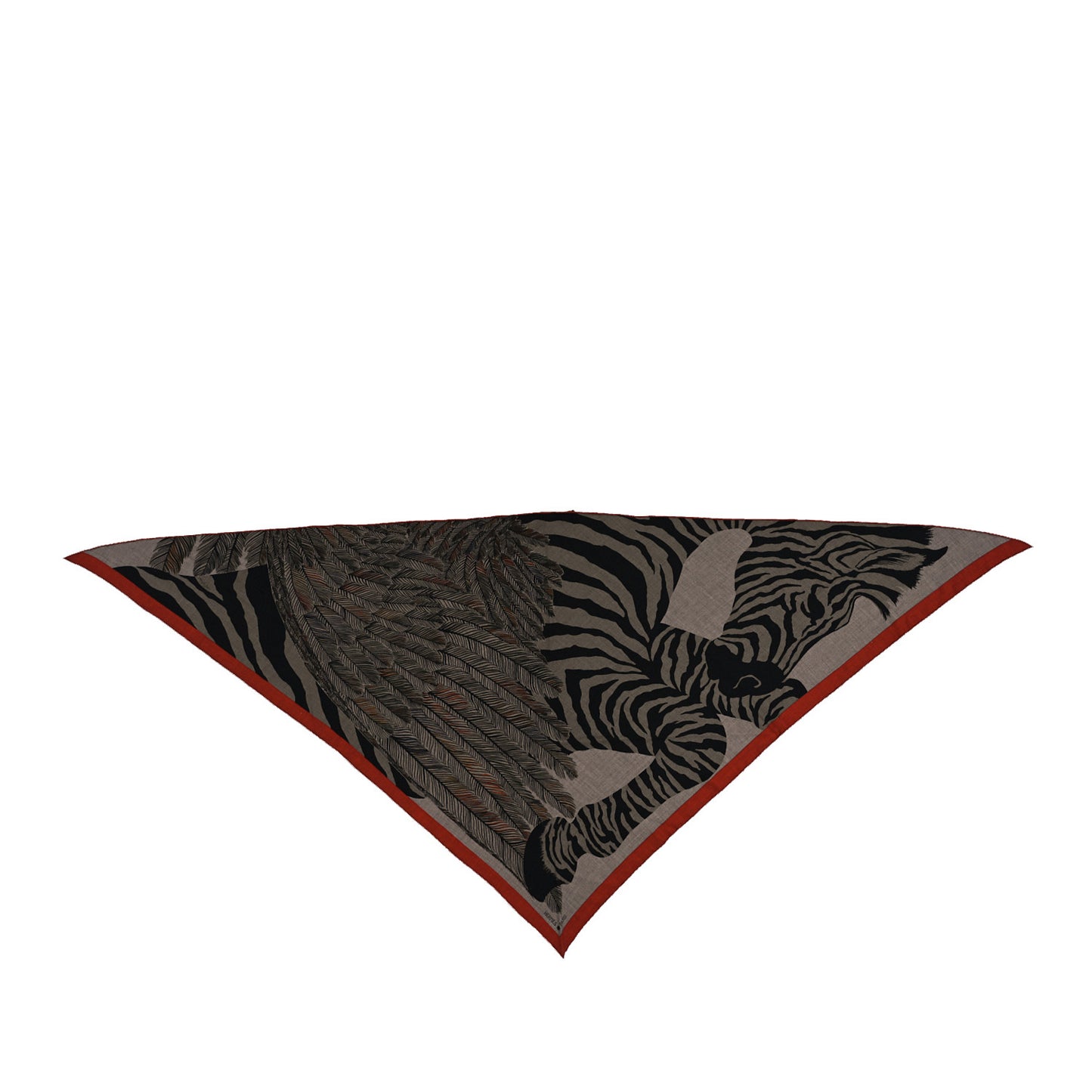 Cashmere Silk Zebra Pegasus Pointe Triangle Scarf Etoupe Bordeaux Black
