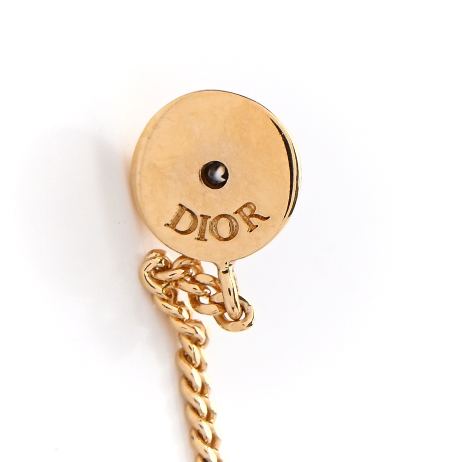 Christian Dior Pearl Crystal Star Chain Earrings Gold 4 of 4