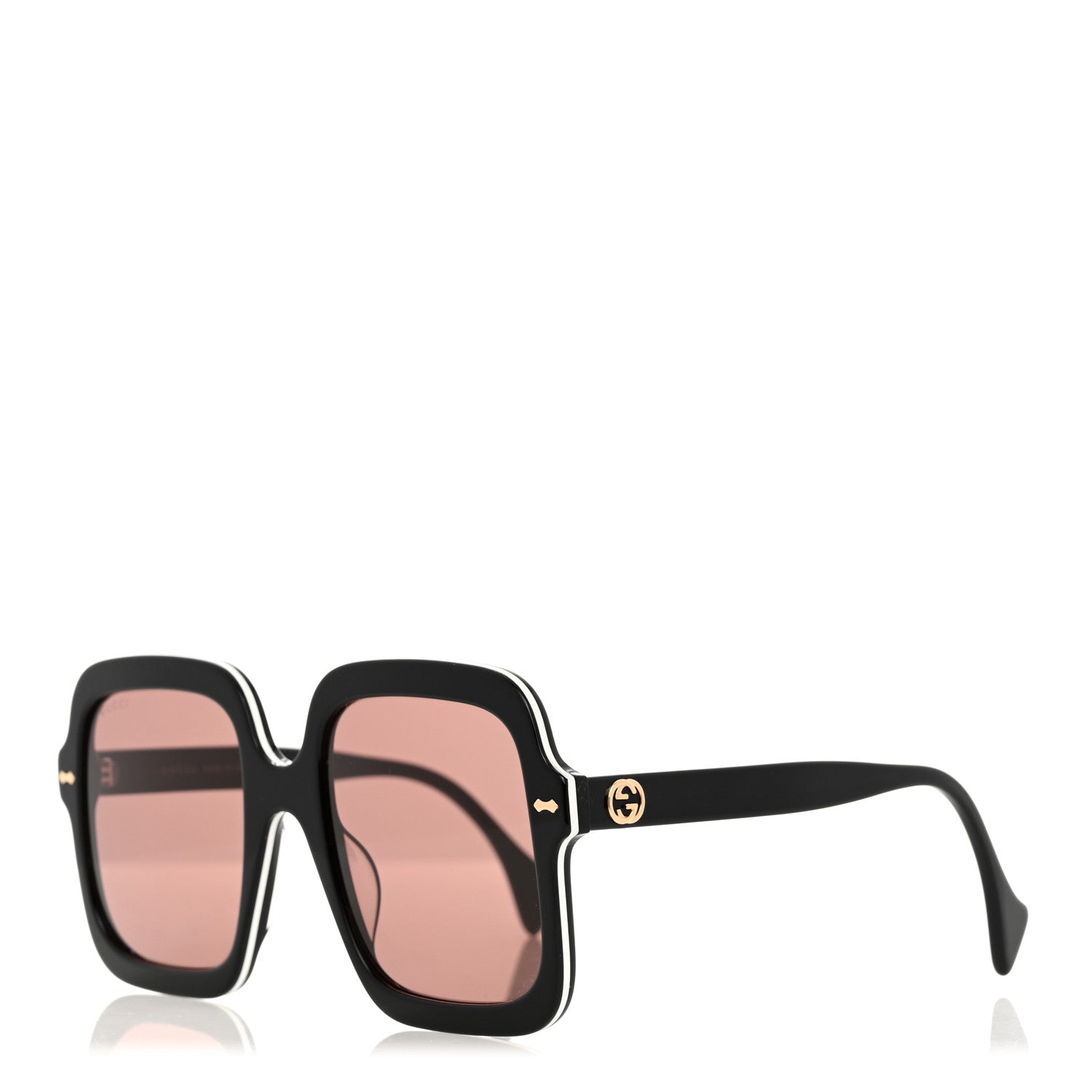 Gucci Acetate Round Frame Sunglasses GG1240S Black White 1 of 8