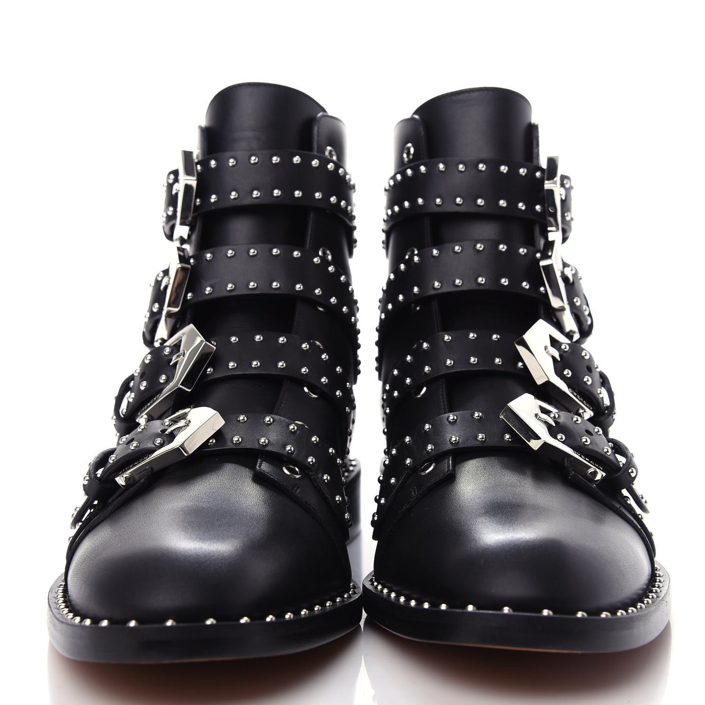 Calfskin Studded Prue Buckle Bootie 38 Black