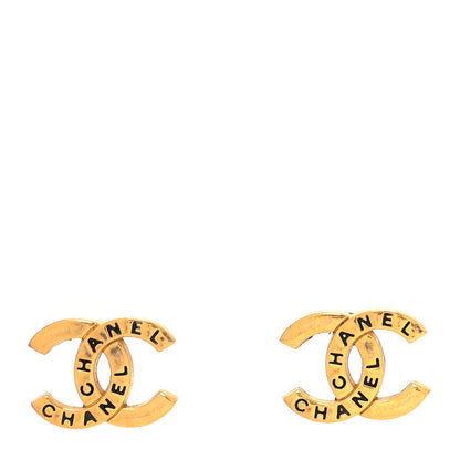 Chanel Metal CC Engraved Stud Earrings Gold 1 of 4