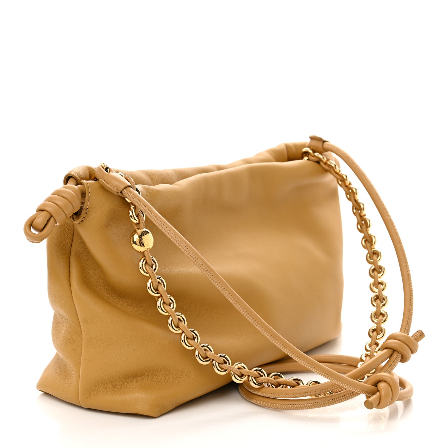 Mellow Nappa Donut Medium Chain Flamenco Knot Clutch Sahara