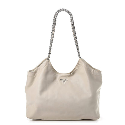 Prada Soft Calf Chain Tote Talco 1 of 20