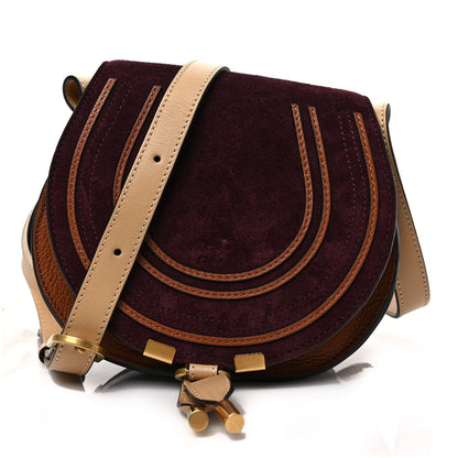 Chloe Suede Small Marcie Saddle Bag Burgundy 1 of 7