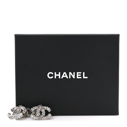 Chanel Baguette Crystal CC Drop Earrings Silver 5 of 5